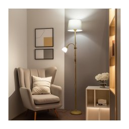Brilagi - Lampadar CERIA, 1xE27/100W/230V + 1xE14/25W, auriu/gri