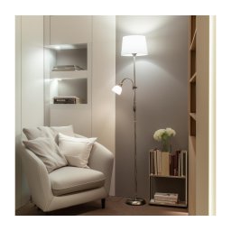 Brilagi - Lampă de podea CERIA 1xE27/100W/230V + 1xE14/25W crom mat/alb