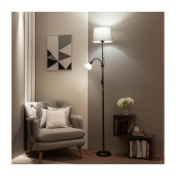 Brilagi - Lampadar CERIA, 1xE27/100W/230V + 1xE14/25W, negru/gri