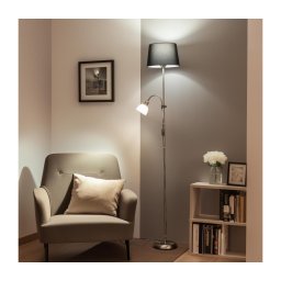Brilagi - Lampadar CERIA 1xE27/100W/230V + 1xE14/25W crom mat/negru