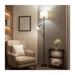 Brilagi - Lampadar CERIA 1xE27/100W/230V + 1xE14/25W negru/bej