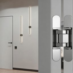 Balamă ascunsă reglabilă 3D pentru uși interior IFL 12089, 150 × 25 mm, set 2 buc, finisaj alb aluminiu negru (Finisaj: Alb)