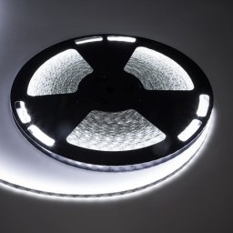 Banda LED 25m IP65, 60 LED/m 5050, alb rece 6500K, 12V Rebel