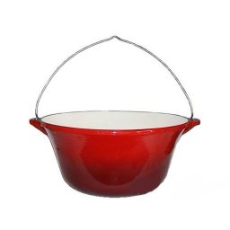 Ceaun din fonta emailata 7,2 L, rosu, pentru foc deschis si jar