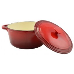 Cratita din fonta emailata cu capac, 22 cm, 2,5 L, rosie Perfect Home
