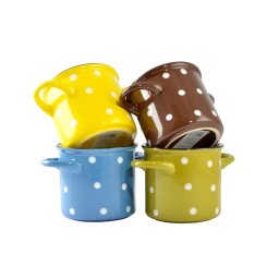 Bol pentru supa din ceramica cu toarta, 385 ml, Perfect Home, cu buline