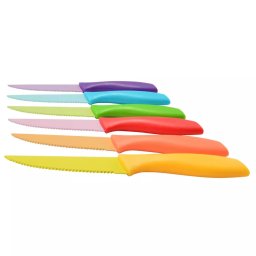 Set 6 cutite pentru friptura Perfect Home, antiaderente, colorate