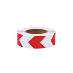 Banda reflectorizanta alba cu sageti rosii pentru semnalizare 5 cm x 25 m