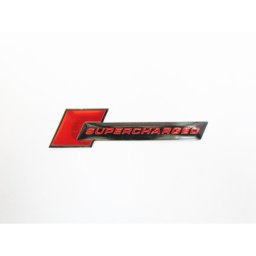 Emblema auto „Supercharged” rosie, relief, 10x1 cm (TS-105)
