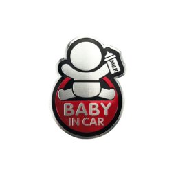 Abtibild auto „Baby in Car” 3D, fundal rosu, în relief (TS-125)