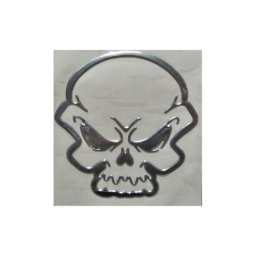 Abtibild craniu cromat 3D în relief pentru auto/moto, model DZ-34