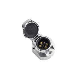 Priza remorca 7 pini din metal cu capac cu arc, conexiune pe surub TS001AL