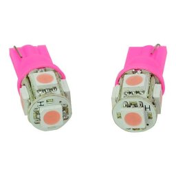 Set becuri pozitie T10 LED SMD 5050, lumina roz, 12V (2 bucati)