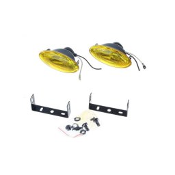 Set 2 proiectoare de ceata galbene 12V 55W, lentila ovala, cu kit montaj