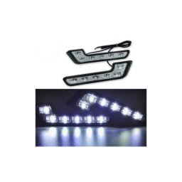 Proiectoare LED DRL tip L 12V, set 2 bucati, lumina alba (Cod 902)