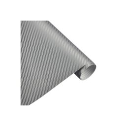 Folie carbon 3D argintie autocolanta 1.27 m x 1 m, textura fibra carbon KM9062
