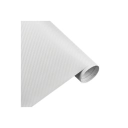 Folie carbon 3D alba autocolanta 1.27m x 1m, textura fibra carbon (KM9054)