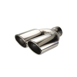Ornament toba auto din inox premium, dublu, cromat sport, cu prindere surub H3011