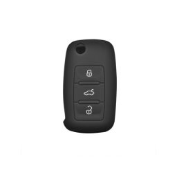 Husa din silicon pentru telecomanda Volkswagen tip briceag, neagra (V3B)