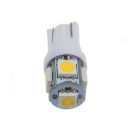 Set becuri pozitie LED T10 12V, 5 SMD 5050, lumina alba 6000K (2 buc)