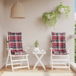 Perne scaun cu spatar înalt, 2 buc., rosu carouri textil oxford GartenMobel Dekor