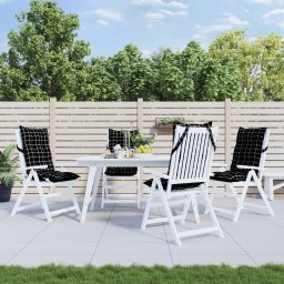 Perne scaun cu spatar înalt, 4 buc. negru carouri textil oxford GartenMobel Dekor
