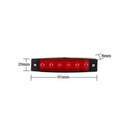 Lampa laterala rosie 24V cu 6 LED-uri pentru camion/remorca, 95 mm
