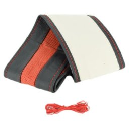Husa volan din piele marimea M (37–38 cm), cu ac si ata rosie – K101