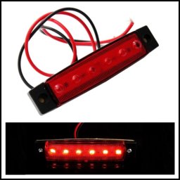 Lampa laterala rosie 12V cu 6 LED-uri, compacta, pentru remorca/camion