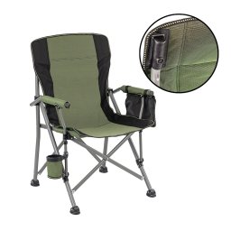Scaun de pescuit Leziter Comfort Plus pliabil, cu cotiera si suport pahar, verde