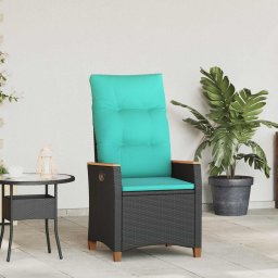 Scaun de gradina rabatabil Negru si Turcoaz 64 x 57,5 x 112 cm GartenMobel Dekor
