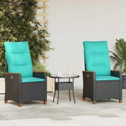 Scaun de gradina rabatabil Negru si Turcoaz 64 x 57,5 x 112 cm GartenMobel Dekor