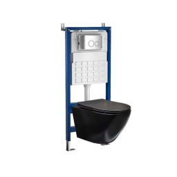 Set WC suspendat Leziter Roya Delos cu rezervor incastrat 6–9L si clapeta crom