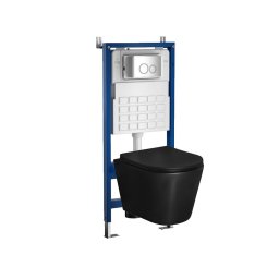 Set WC suspendat ROYA Milos BLM cu rezervor incastrat 6–9L, placa crom