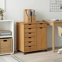 Cabinet mobil Maro miere 63,5 x 39 x 65,5 cm Lemn de pin masiv GartenMobel Dekor