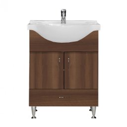 Masca chiuveta baie Leziter Bianca Plus 65 cu lavoar ceramic, Aida nuc