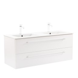 Masca chiuveta baie Leziter Vario Clam 120 cm cu lavoar ceramic, alb/alb