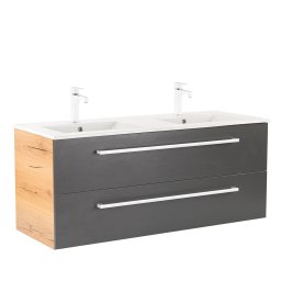 Masca de chiuveta baie Leziter Vario Clam 120 cu lavoar, stejar-antracit