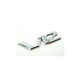 Emblema auto V12 cromata din plastic, 7 x 3 cm, cu banda adeziva