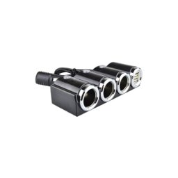 Prelungitor priza bricheta auto cu 3 iesiri si 2 porturi USB, 12/24V (Cod 1503)