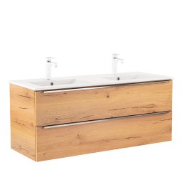 Masca chiuveta baie Leziter Vario Trim 120 cm cu lavoar dublu, stejar