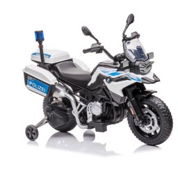 Motocicleta electrica de politie BMW F850GS 12V pentru copii, albastra, cu USB/MP3