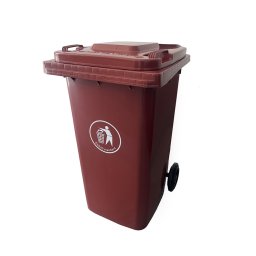Container deseuri Leziter 240L maro, HDPE cu roti si capac etans EN-840