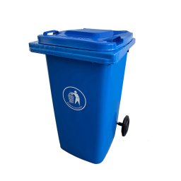 Container deseuri Leziter 240L albastru, HDPE cu roti si capac etans