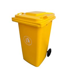Container deseuri Leziter 240L galben din HDPE, cu roti si capac etans