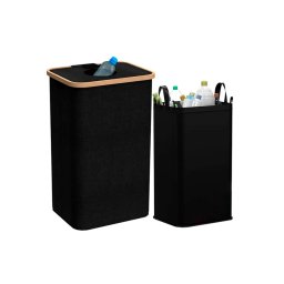 Colector selectiv pentru sticle Leziter 100L, negru, cu sac detasabil