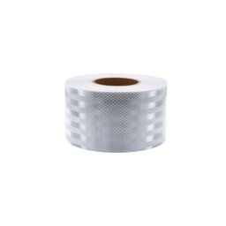 Banda reflectorizanta alba tip fagure 10 cm x 25 m, rola pentru semnalizare