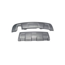 Set scut protectie ornament bara fata/spate pentru Dacia Duster I 2010–2017, argintiu texturat