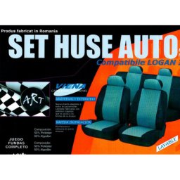 Set huse auto premium compatibile Dacia Logan III Confort 2020+, negru cu cusatura rosie