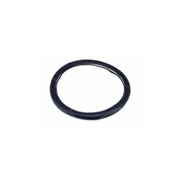 Husa volan din imitatie de piele, marimea M, negru cu cusatura gri deschis (FX61)